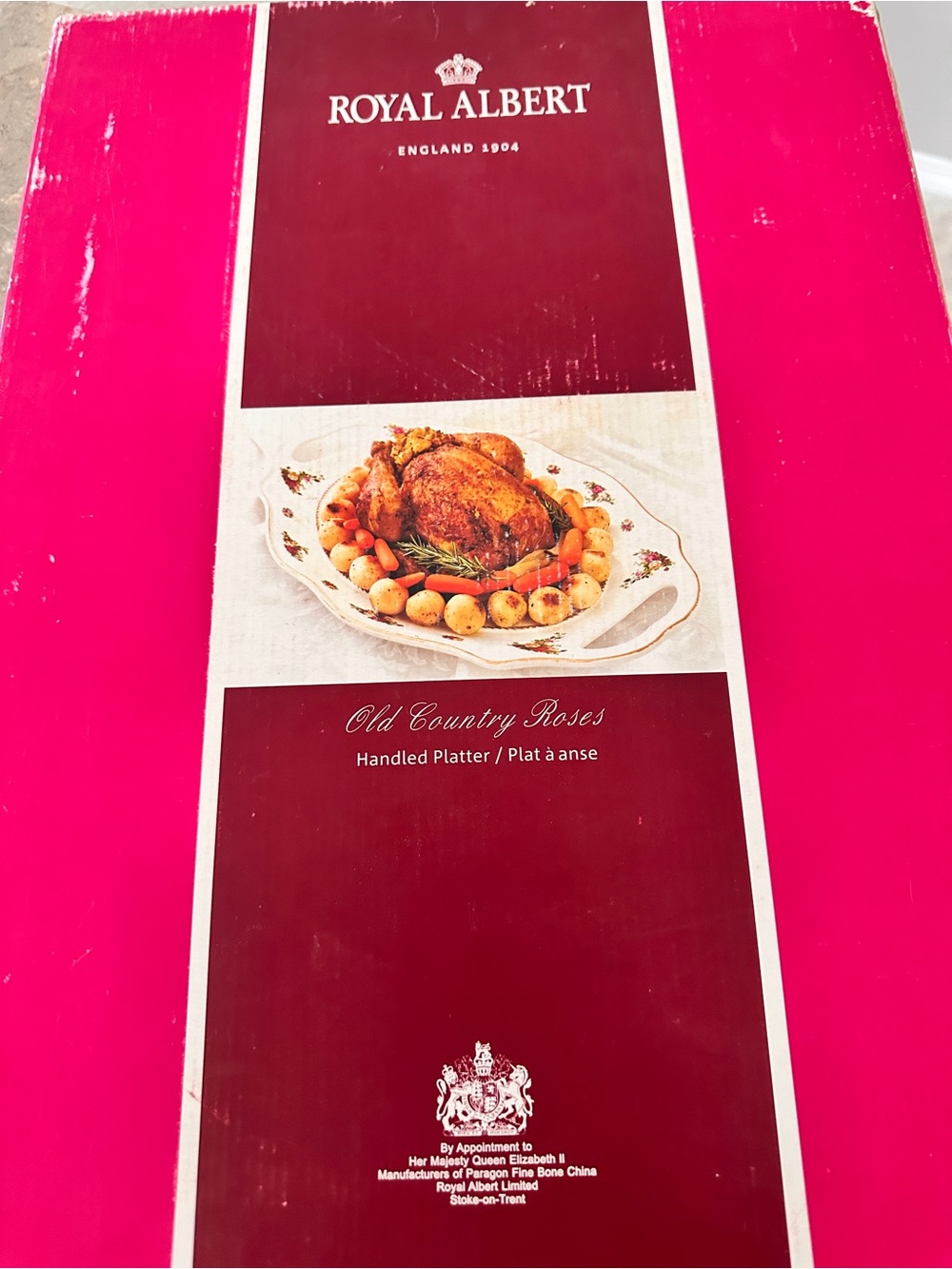 Brand new rare 19” Royal Albert Country Roses handled dish